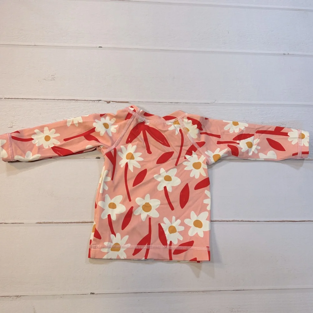 Hanna‎ Anderson Sunblock Rash Guard Happy Pink Daisies 6-12 mos 70cm